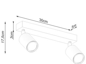 Miniaturka 7 - Wymiary techniczne podwójnej lampy sufitowej z reflektorami
