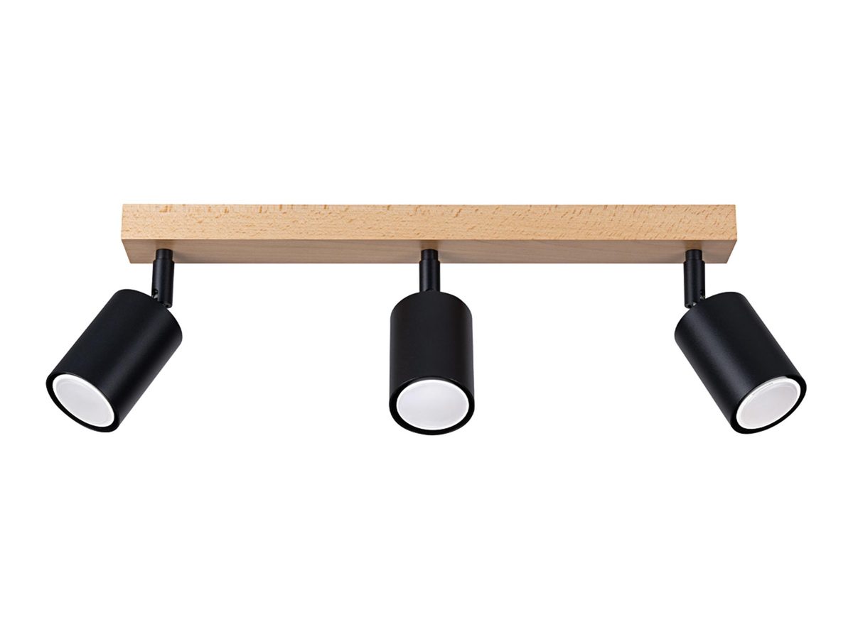 Lampa Sufitowa Industrial Czarna Stal/Drewno – CLARIS 3L