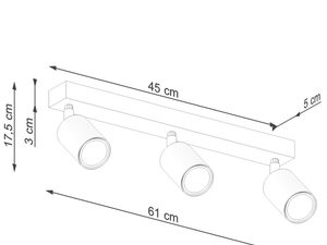 Miniaturka 7 - Rysunek techniczny potrójnej listwy oświetleniowej z reflektorami