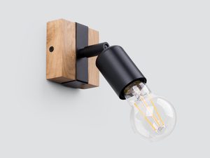 Miniaturka 1 - Oprawa punktowa z żarówką Edison na drewnianej kostce