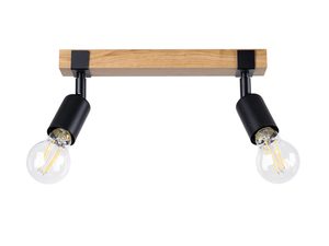 Miniaturka 9 - Lampa sufitowa z dwoma punktami światła na drewnianej podstawie