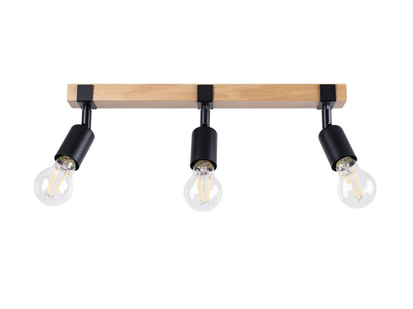 Lampa sufitowa z trzema żarówkami w stylu loftowym