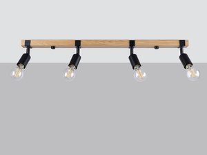 Miniaturka 1 - Drewniana listwa sufitowa z czterema reflektorami na szarym tle