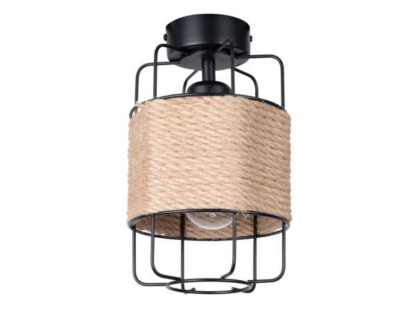 Oprawa sufitowa z jasną plecionką i metalową bazą