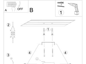 Miniaturka 8 - Schemat techniczny z czterema kloszami z rattanu i detalami montażu