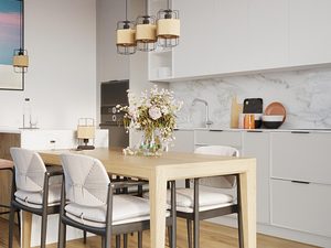 Miniaturka 5 - Nowoczesna kuchnia z kompletem lamp z kloszem z juty