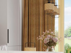 Miniaturka 7 - Kompozycja z lampami z plecionki w kuchni z drewnem i bielą