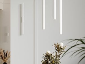 Miniaturka 7 - Białe lampy wiszące tubowe w aranżacji z łukową wnęką