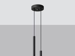 Miniaturka 9 - Lampa wisząca z dwiema czarnymi tubami na okrągłej podstawie