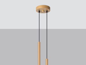 Miniaturka 16 - Lampa wisząca z dwoma złotymi tubami na okrągłej podstawie