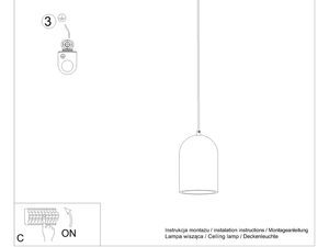 Miniaturka 8 - Schemat podłączenia betonowej lampy wiszącej do sufitu