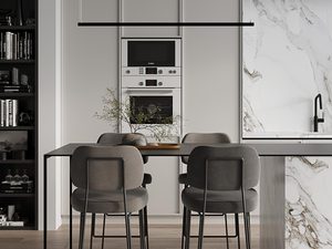 Miniaturka 12 - Stylowa lampa LED nad wyspą kuchenną z dużym przeszkleniem