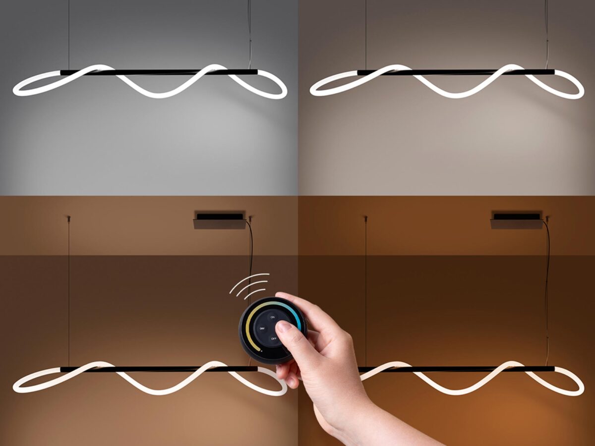 Zbliżenie na dotykowe sterowanie lampy LED zamontowanej na suficie