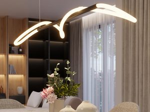 Miniaturka 10 - Designerska lampa LED nad stołem w jadalni, ciepłe światło