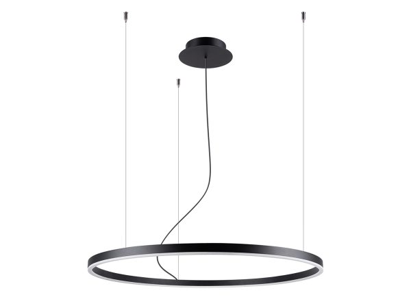 Lampa sufitowa LED z okrągłym ringiem i czarnym podsufitką