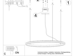 Miniaturka 12 - Rysunek techniczny montażu nowoczesnej lampy LED pierścieniowej