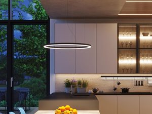 Miniaturka 8 - Oświetlenie sufitowe LED pierścieniowe nad wyspą kuchenną w stylu modern