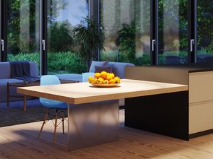 Miniaturka 10 - Designerska lampa sufitowa LED w formie czarnego pierścienia nad stołem