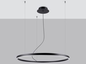Miniaturka 2 - Zwisająca lampa LED czarna z cienkim pierścieniem i regulacją wysokości