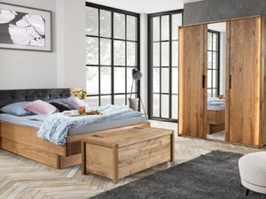 Miniaturka 4 - Łóżko z ramą z litego drewna i tapicerowanym zagłówkiem