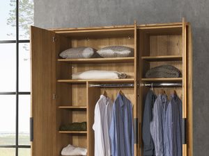 Miniaturka 2 - Drewniana szafa otwarta z półkami i szufladami, styl nowoczesny