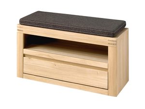 Miniaturka 1 - Dębowa szafka na buty z półką i siedziskiem tapicerowanym