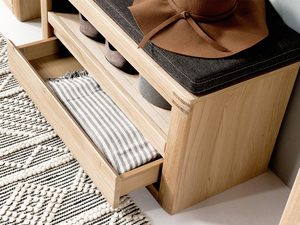 Miniaturka 3 - Szafka na buty z siedziskiem i szufladą z litego drewna, styl praktyczny