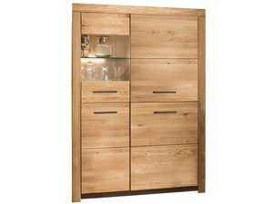 Miniaturka 2 - Komoda z drewna dębowego z podświetlaną półką i szafkami