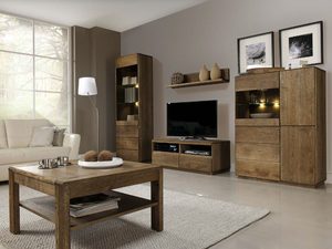 Miniaturka 2 - Nowoczesny salon z zestawem mebli dębowych i stolikiem kawowym