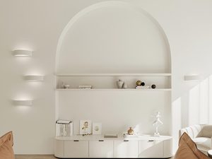 Miniaturka 4 - Stylowy biały kinkiet LED w przestronnym salonie z łukowymi wnękami