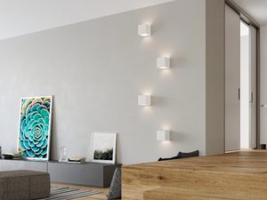 Miniaturka 12 - Ściana z białymi kinkietami LED w salonie nowoczesnym