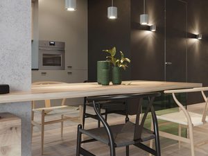 Miniaturka 9 - Stylowa kuchnia z oświetleniem punktowym LED w czerni i bieli