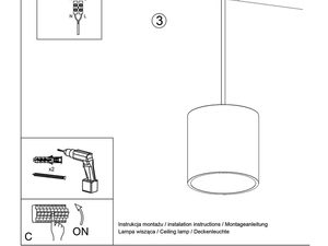 Miniaturka 20 - Montaż lampy wiszącej LED z cylindrycznym kloszem
