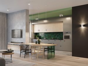 Miniaturka 17 - Kuchnia z wyspą i wiszącymi lampami LED w stylu industrialnym