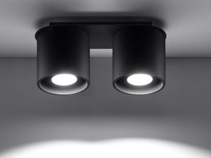 Miniaturka 2 - Nowoczesny czarny plafon LED z dwoma cylindrycznymi kloszami