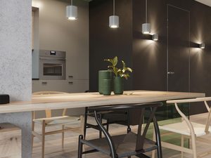 Miniaturka 9 - Trzy lampy wiszące LED nad kuchenną wyspą w stylu modern