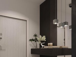 Miniaturka 4 - Biała lampa sufitowa LED w jasnym przedpokoju nowoczesnym