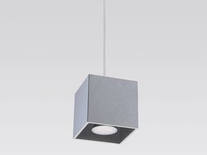 Miniaturka 1 - Szara lampa wisząca LED z sześciennym kloszem do salonu lub jadalni