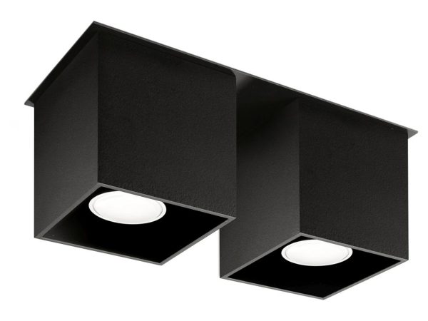 Czarna lampa LED z geometrycznymi kloszami do wnętrz loftowych