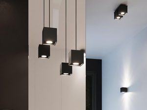 Miniaturka 6 - Zestaw wiszących lamp LED z czarnym i białym kloszem do korytarza