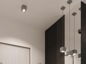 Miniaturka 10 - Aranżacja wnętrza z wiszącymi lampami LED w formie kostek