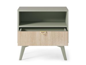 Miniaturka 2 - Nowoczesna szafka nocna zielona z otwartą półką i szufladą