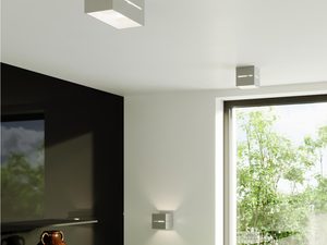 Miniaturka 11 - Salon z kinkietem LED w aranżacji jasnoszarej i naturalnej zieleni