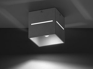 Miniaturka 8 - Czarny kinkiet LED sufitowy z podłużną szczeliną świetlną