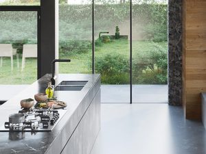 Miniaturka 16 - Kuchnia z wyspą i oświetleniem sufitowym LED w stylu nowoczesnym