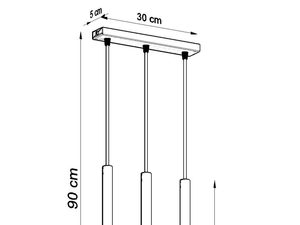Miniaturka 13 - Rysunek techniczny z długościami zawieszenia dla lampy pionowej