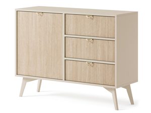 Miniaturka 1 - Komoda z trzema szufladami i drzwiami w jasnym dekorze drewna