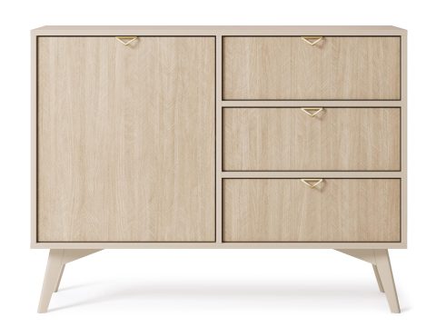 Jasna komoda z trzema szufladami i szafką