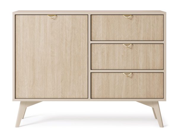 Jasna komoda z trzema szufladami i szafką