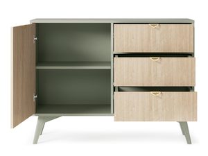 Miniaturka 7 - Komoda z otwartymi drzwiami i półkami w oliwkowym wnętrzu